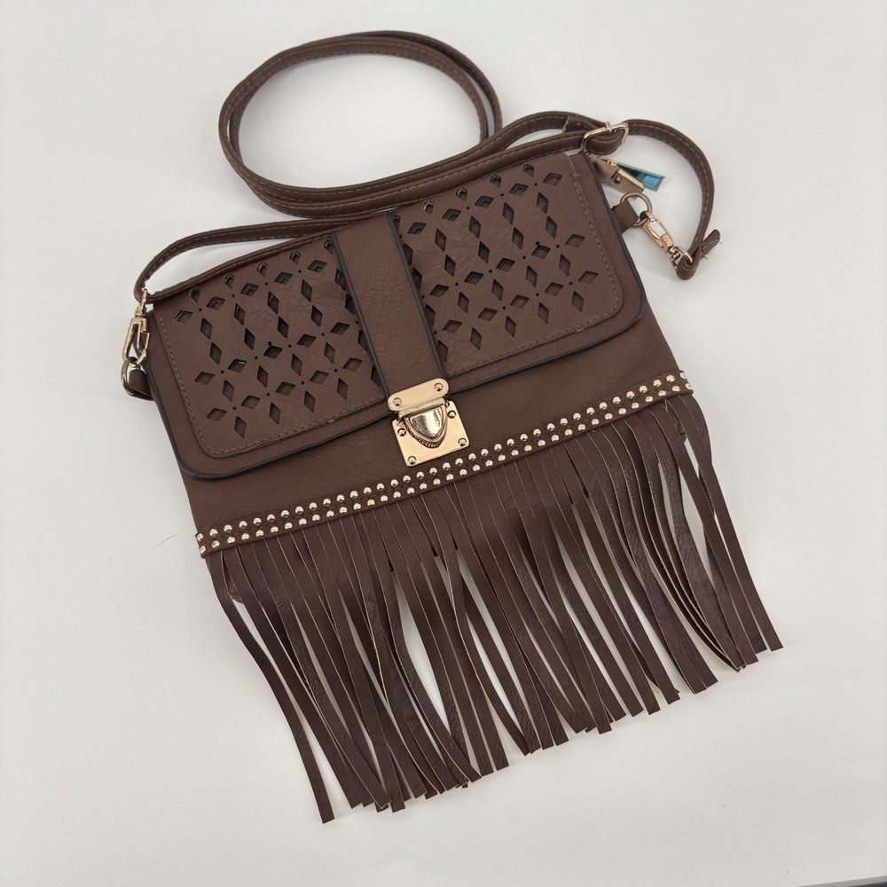 Brown Fringe Crossbody‎ Purse Boho Western Festival